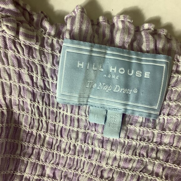 Hill House Lilac Purple & White Stripe Ellie Linen Smocked The Nap Dress - Picture 6 of 7